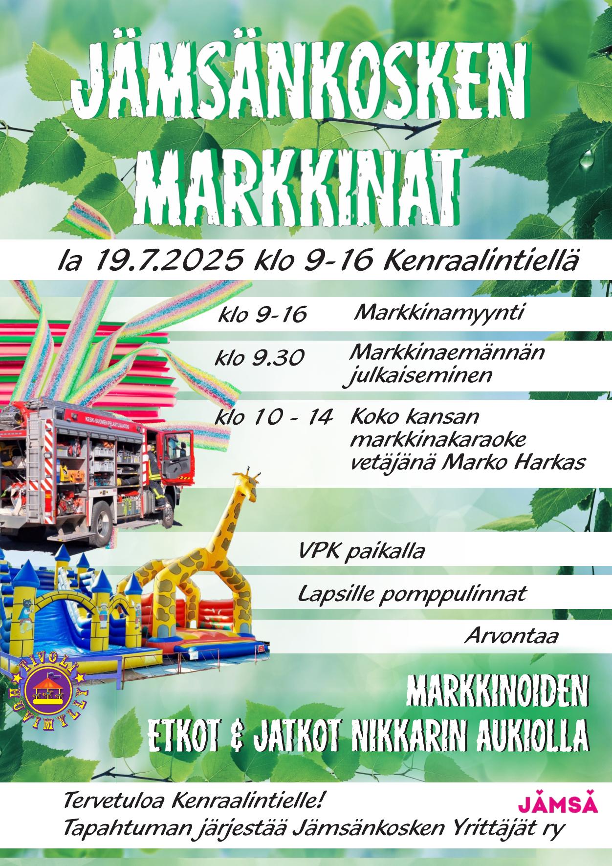 Jämsänkosken kesämarkkinat lauantaina 19.7.2025